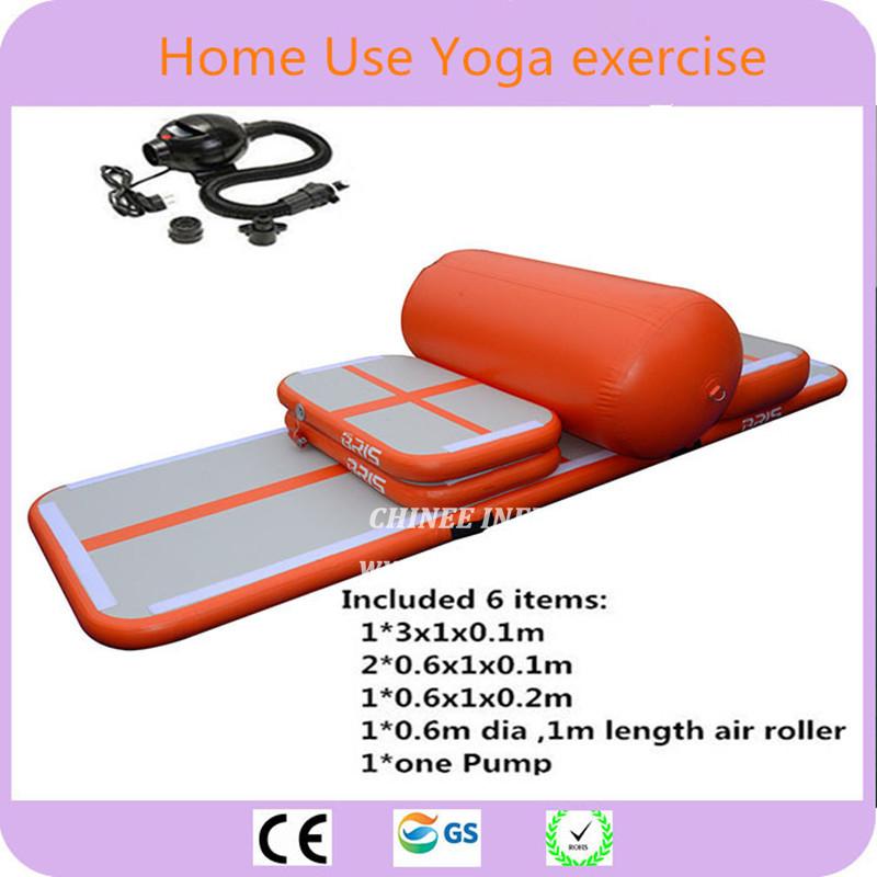 AT1-011 6 Pieces(4 Mat+1 Roller+1 Pump)Inflatable Home Gym Equipment Air Track Training Set / Air Gym Mat For Home Edition