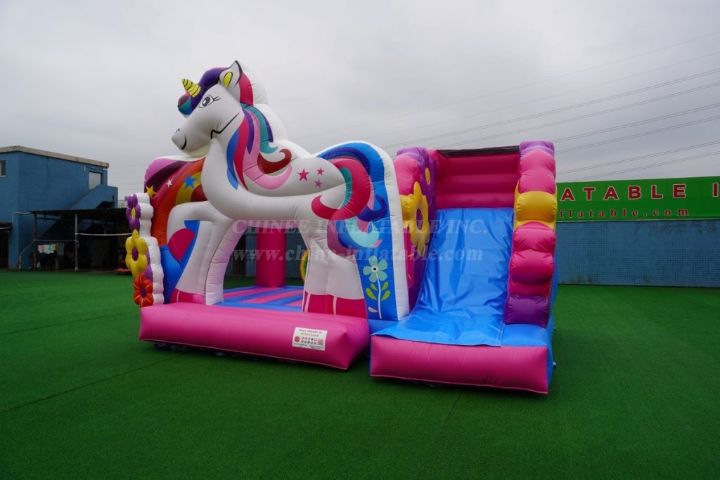 T2-4777 Unicorn Bouncy Castle With Slide