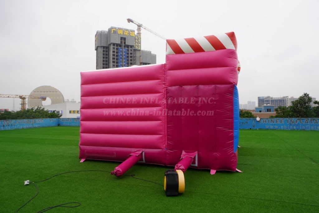 T2-3334B Sweet Candy-Themed Pink Inflatable Bounce House With Slide