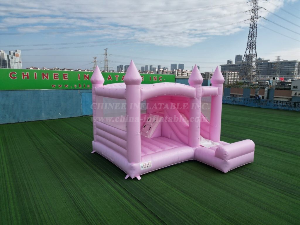 T2-3530B Pink Wedding Bouncy Castle With Slide