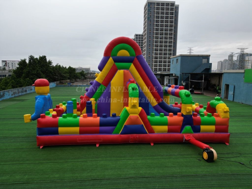 T2-4960A Inflatable LEGO Block Slide with Play Area