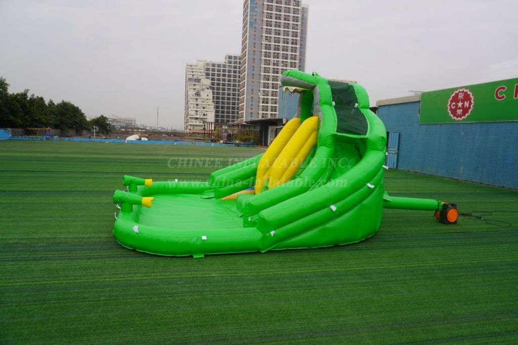 T8-1327B Crocodile-Themed Inflatable Slide with Baby Shark Design